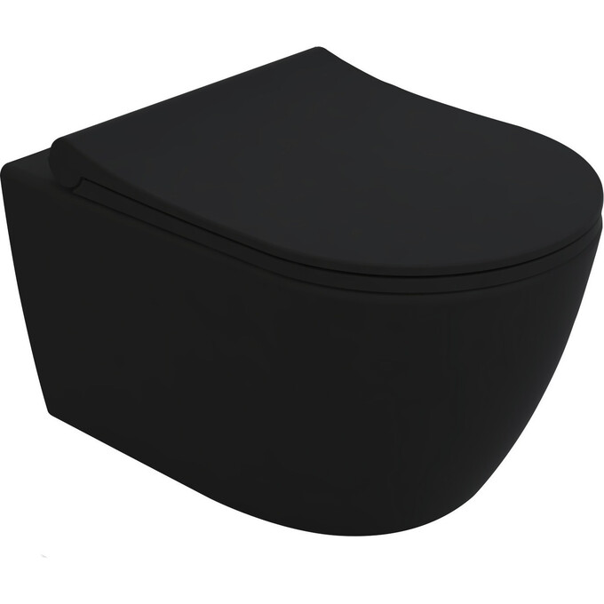 Безободковый подвесной унитаз Volle Cante DeLaNoche 1312.151004 (черный матовый, с сиденьем), Цвет производителя: черный матовый, фото 