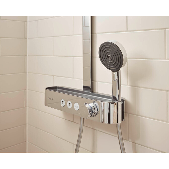Душевая система с термостатом Hansgrohe Pulsify S Chrome 24240000 (с полочкой), Цвет производителя: хром, фото 3