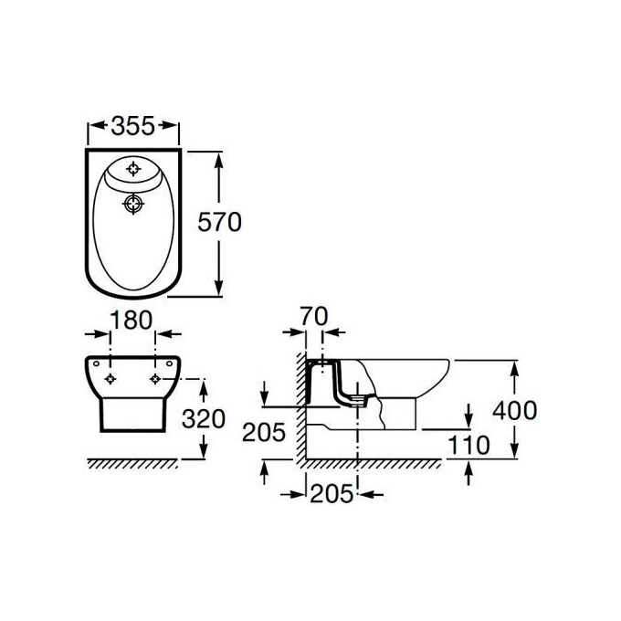 Биде подвесное Roca Dama Senso A357515000+A806510004 (с крышкой), фото 2