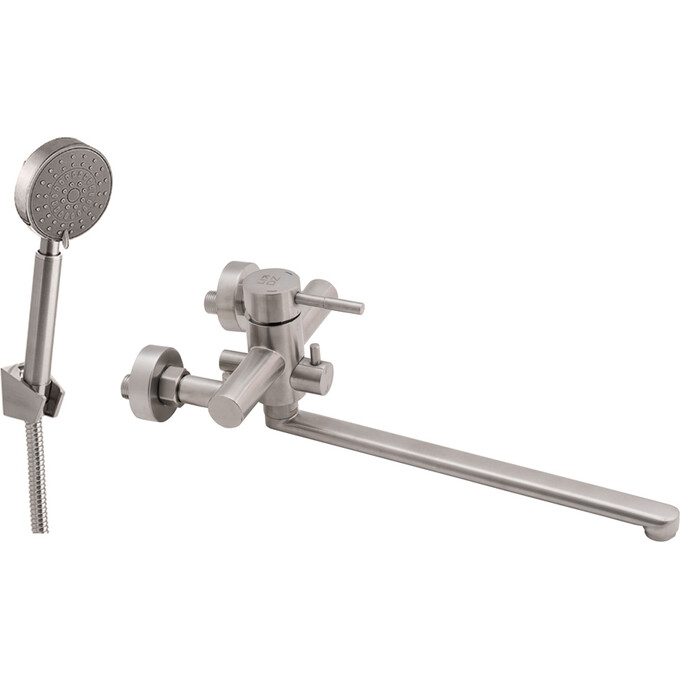 Смеситель для ванны Lidz Aria 005-1 (LDARI005NKS34939, никель, с лейкой и шлангом), фото 