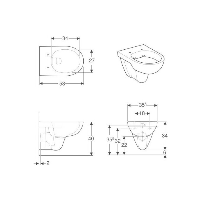 Безободковый подвесной унитаз Geberit Selnova 501.045.00.7 (без сиденья), фото 3