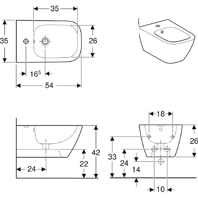 Биде подвесное Geberit Smyle 500.209.01.1, фото 3