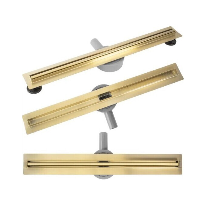 Душевой трап Rea Neox Slim Pro Brushed Gold 90 REA-G2716 (90 см, брашированное золото), Цвет производителя: брашированное золото (матовое), Доступные размеры: 90, фото 