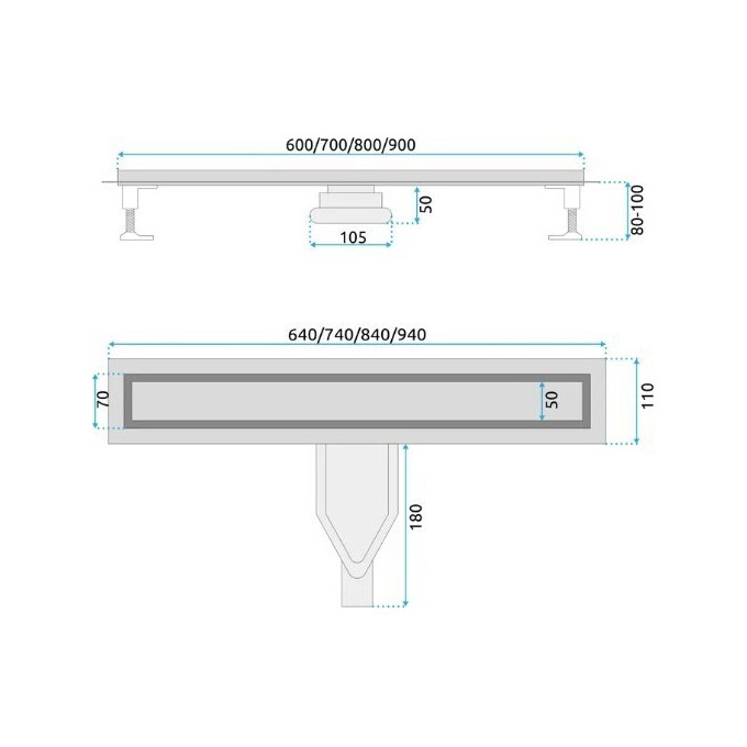 Душовий трап Rea Neox Superflow Black 80 REA-G7807 (80 см, чорний матовий), Колір виробника: чорний матовий, Доступні розміри: 80, фото , изображение 5