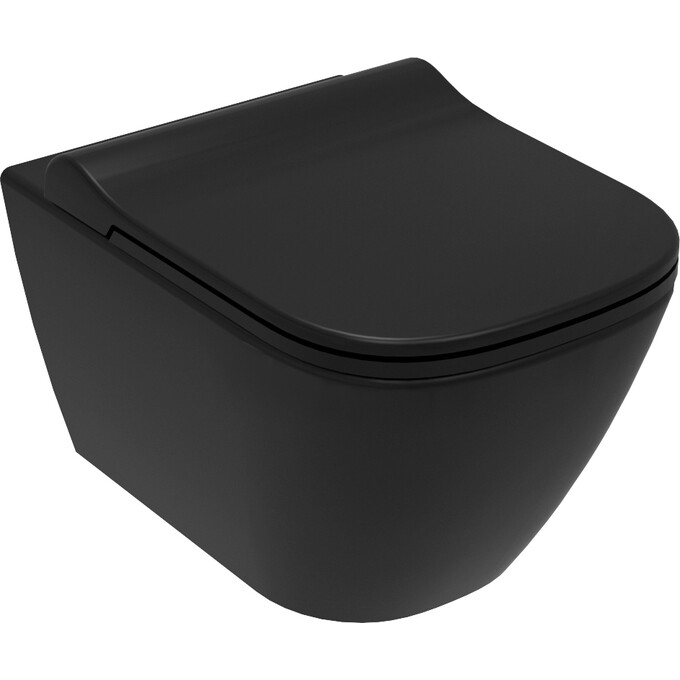 Безободковый подвесной унитаз Volle Solo Black 13-55-111Black (черный матовый, с сиденьем), Цвет производителя: черный матовый, фото 