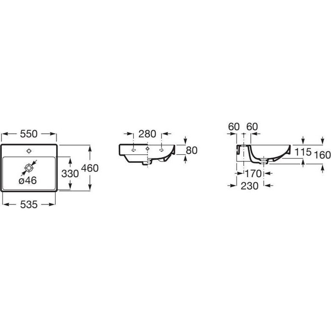Умывальник Roca Ona A327685000 (55x46 см), фото 4