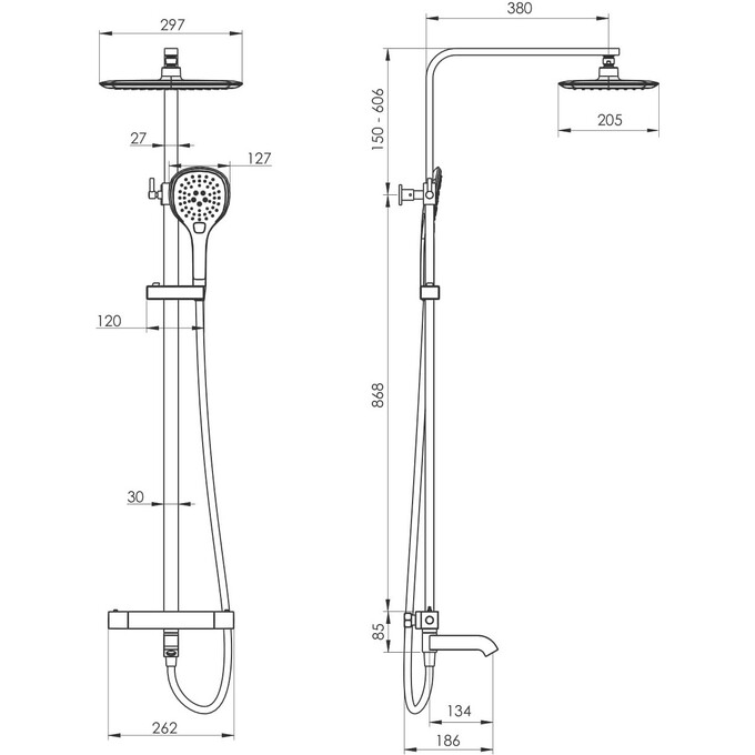Душевая система с термостатом Imprese Centrum LT T-10300LT (с изливом), фото 4