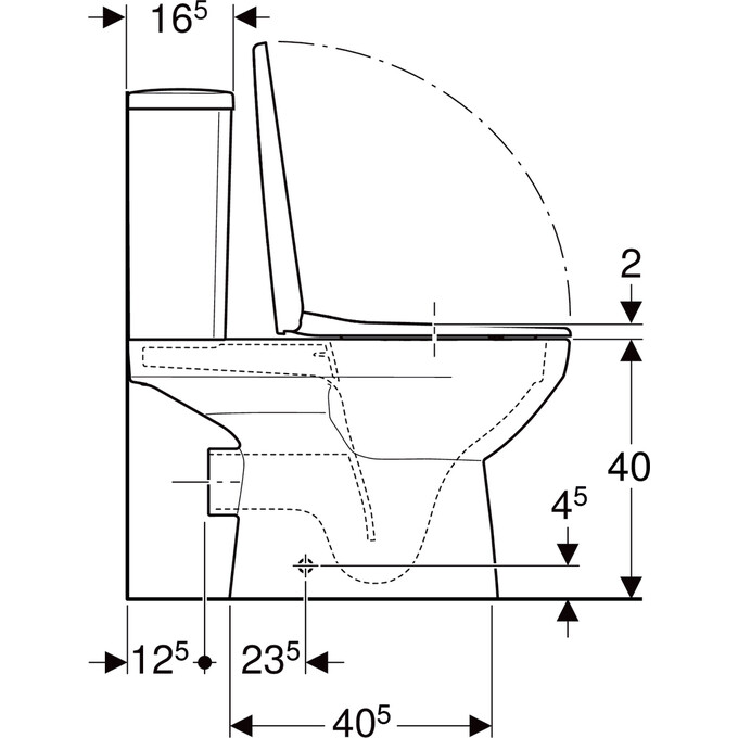 Безободковый унитаз-компакт Geberit Selnova Square 503.086.00.1 (с сиденьем), фото 4
