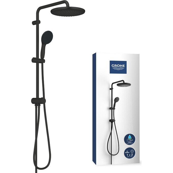 Душова система з термостатом Grohe QuickFix Precision Start & Vitalio Start 250 Black UA303908T2 (345942430+266802431, чорна матова), фото , изображение 16