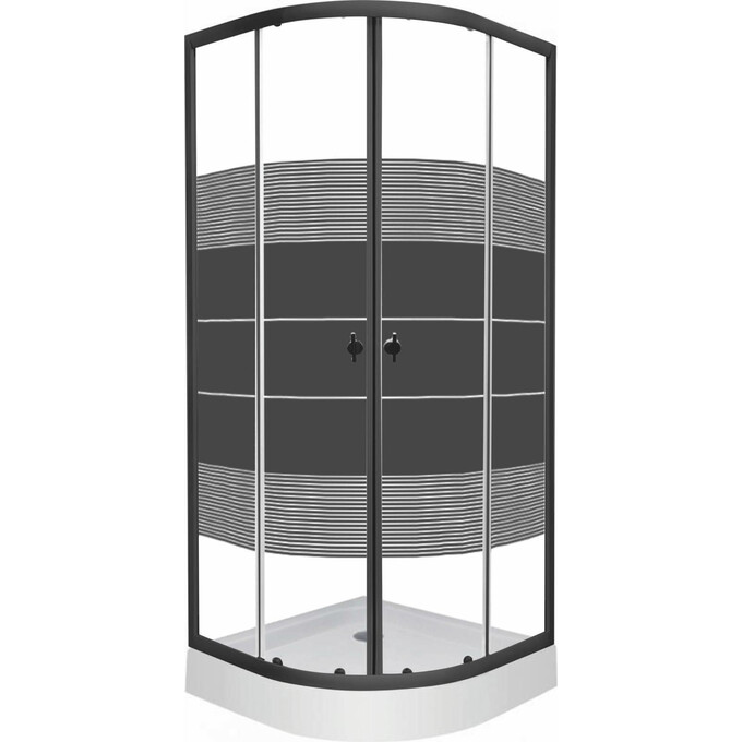 Душевая кабина с поддоном RJ Tulip Black 90ВRZ081Linia (90x90 см, стекло с рисунком, профиль черный матовый), фото 