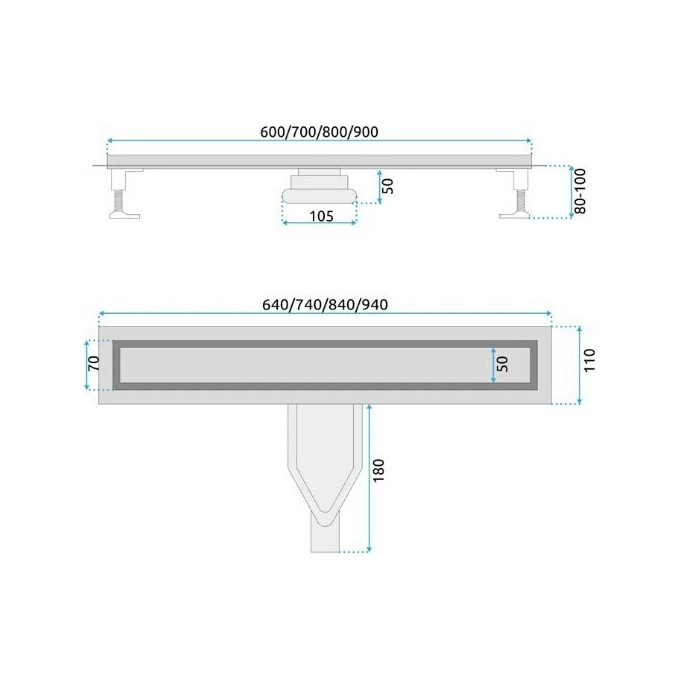 Душовий трап Rea Neox Superflow Brushed Steel 80 REA-G2707 (80 см, нержавіюча сталь), Колір виробника: нержавіюча сталь, Доступні розміри: 80, фото , изображение 5