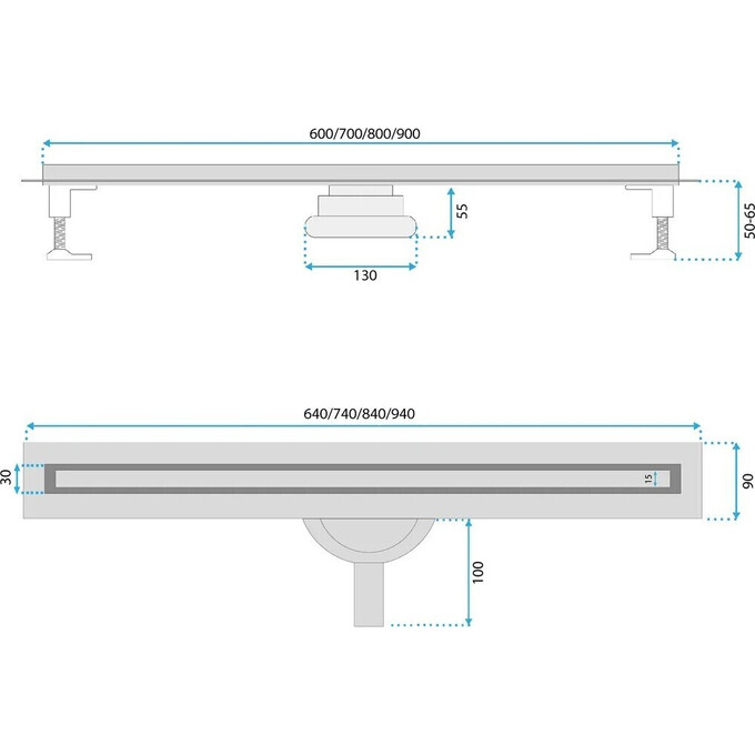 Душовий трап Rea Neox Slim Pro Brushed Gold 70 REA-G2714 (70 см, брашоване золото), Колір виробника: золото брошене (матове), Доступні розміри: 70, фото , изображение 5