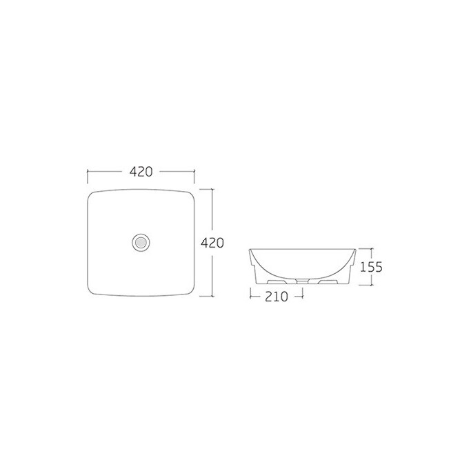 Умывальник Volle Amar 1301.005542 (42x42 см), Доступные размеры: 42 x 42, фото 2