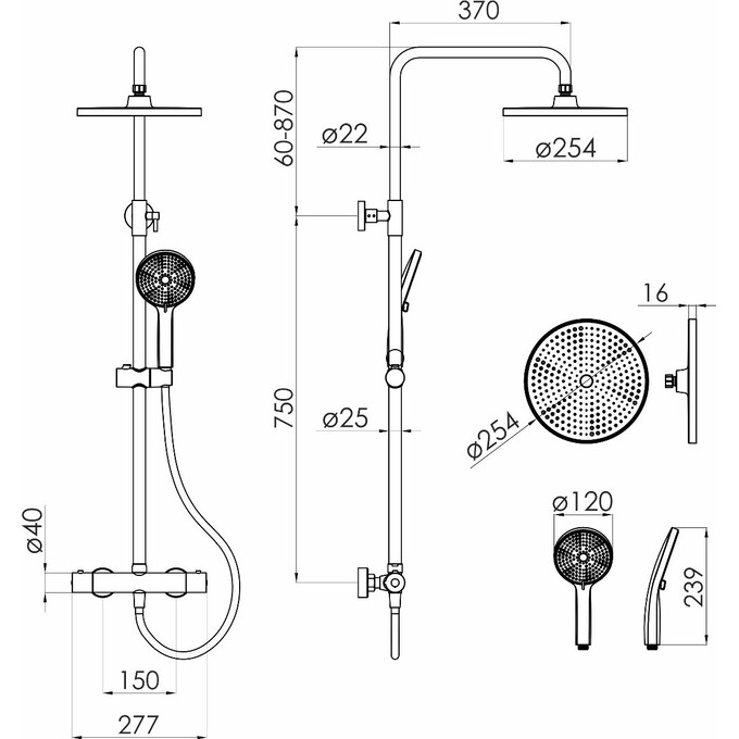 Душевая система с термостатом Imprese Centrum AR T-15260AR, Цвет производителя: хром, фото 2
