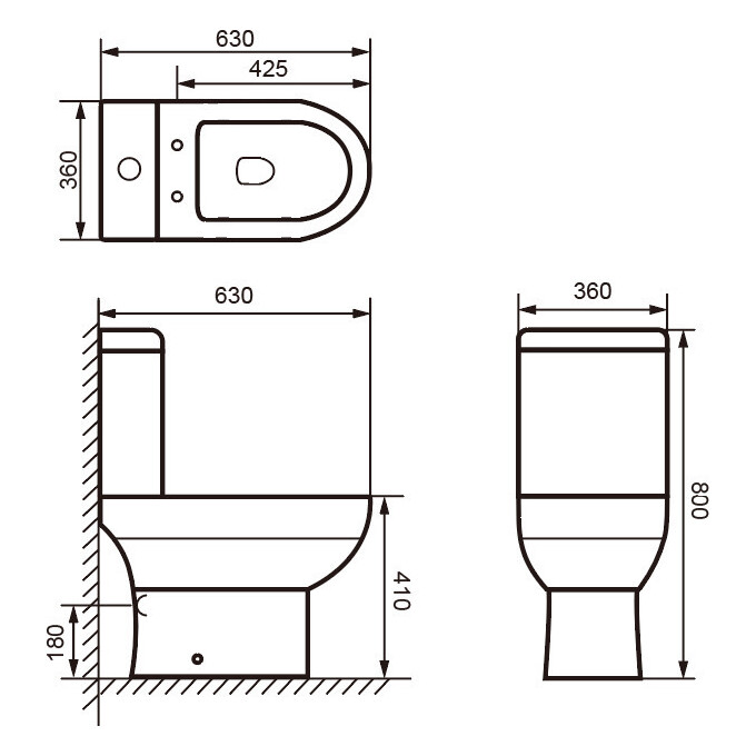Безободковый унитаз-компакт Imprese Malse c06204503 (с сиденьем), фото 2
