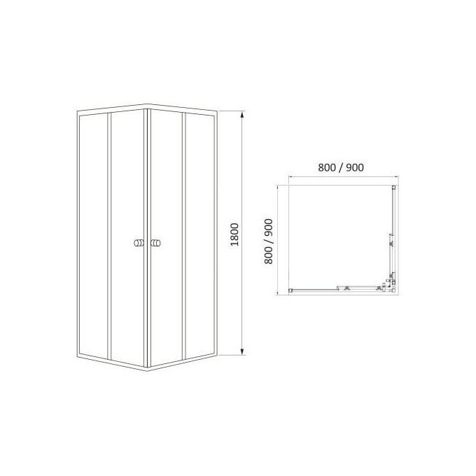 Душевая кабина RJ Velum Black 90BRZ082Linia (90x90 см, стекло с рисунком, профиль черный матовый), фото 3