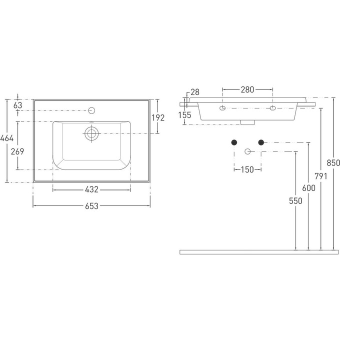Тумба с раковиной Imprese Elio&Laska u08507703LM (65 см, подвесная), Доступные размеры: 65, фото 3