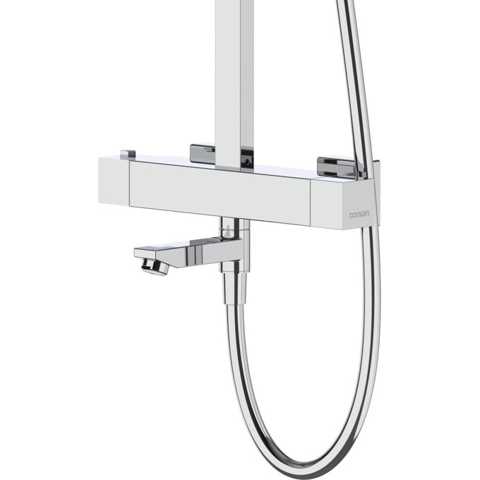 Термостатическая душевая система Corsan Ango Chrome CMN02TCHW (с изливом), Цвет производителя: хром, фото 4
