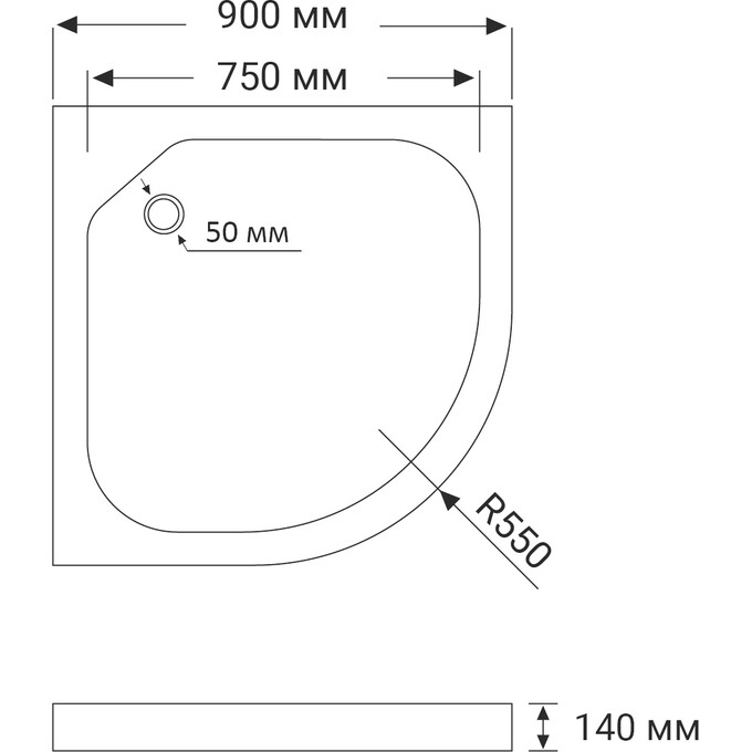 Душевая кабина с поддоном RJ Tulip Black 90ВRZ081Linia (90x90 см, стекло с рисунком, профиль черный матовый), фото 3
