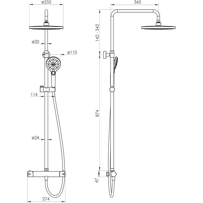 Душова система з термостатом Imprese Centrum SR T-15261SR, фото , изображение 4