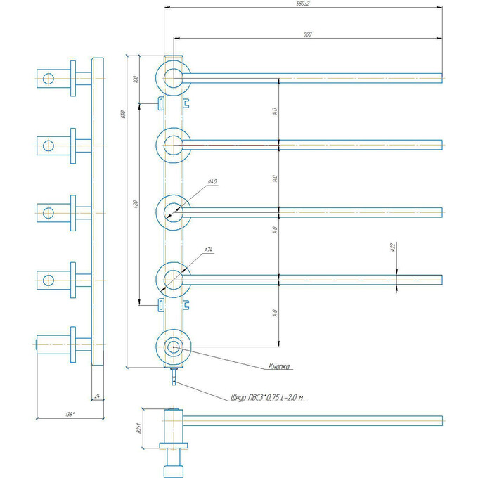 Электрический полотенцесушитель Mario Иннова 2.2.2300.03.P (4820258984602, 590x625), фото 4