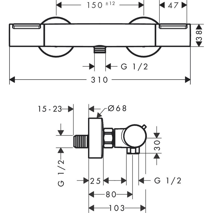 Смеситель для душа с термостатом Hansgrohe Ecostat Element Chrome 13346000, Цвет производителя: хром, фото 9