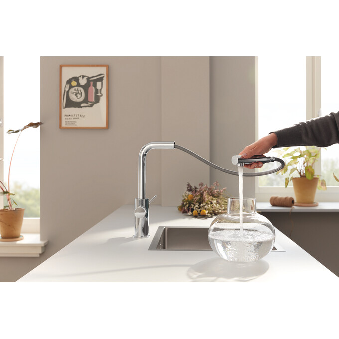 Смеситель для кухни Grohe Blue Pure Minta 30590000 (с выдвижной лейкой и подключением питьевой воды), Цвет производителя: хром, фото 3