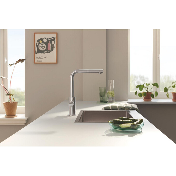 Смеситель для кухни Grohe Blue Pure Minta 30590DC0 (суперсталь, с выдвижной лейкой и подключением питьевой воды), Цвет производителя: суперсталь, фото 3