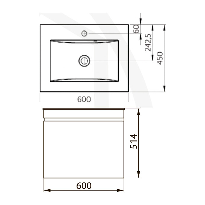 Підвісна тумба з раковиною Norway Eva M105060, фото , изображение 6