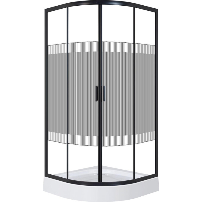 Душевая кабина с поддоном Eger Tisza BS 599-021-BS (90x90 см, стекло с рисунком, профиль черный матовый), фото 