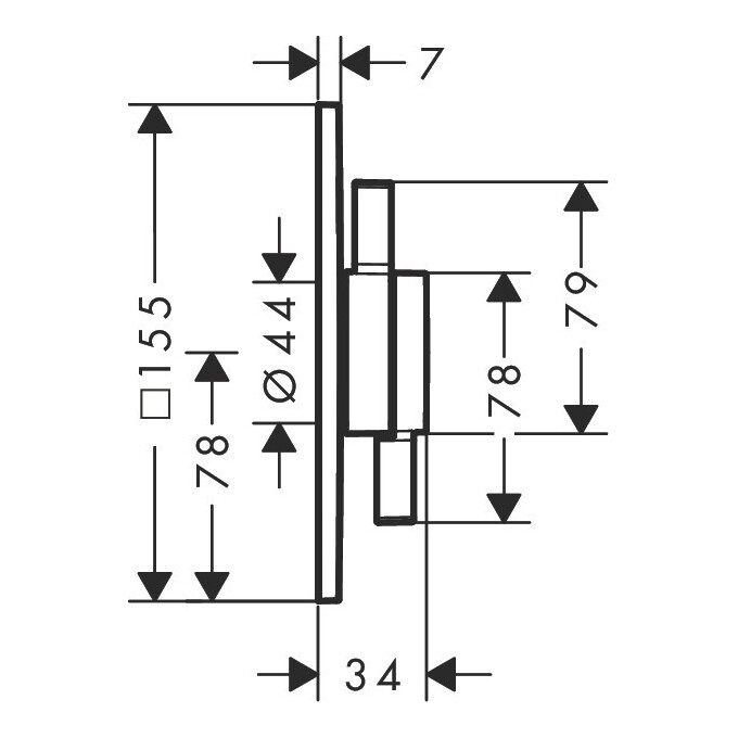 Зовнішня частина змішувача прихованого монтажу Hansgrohe DuoTurn Q Chrome 75414000, Колір виробника: хром, фото , изображение 3