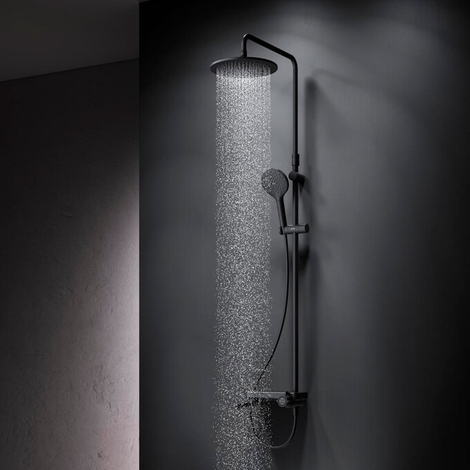 Душевая система Am.Pm Like F0780722 (черная матовая, с изливом и полочкой), Цвет производителя: черный матовый, фото 3