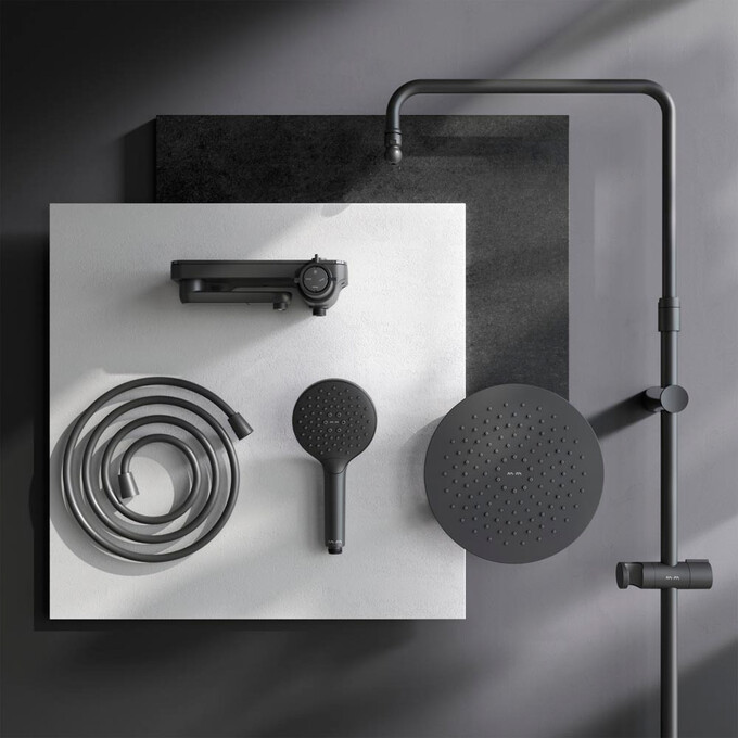 Душевая система Am.Pm Like F0780722 (черная матовая, с изливом и полочкой), Цвет производителя: черный матовый, фото 20