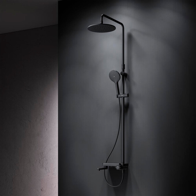 Душевая система Am.Pm Like F0780722 (черная матовая, с изливом и полочкой), Цвет производителя: черный матовый, фото 2