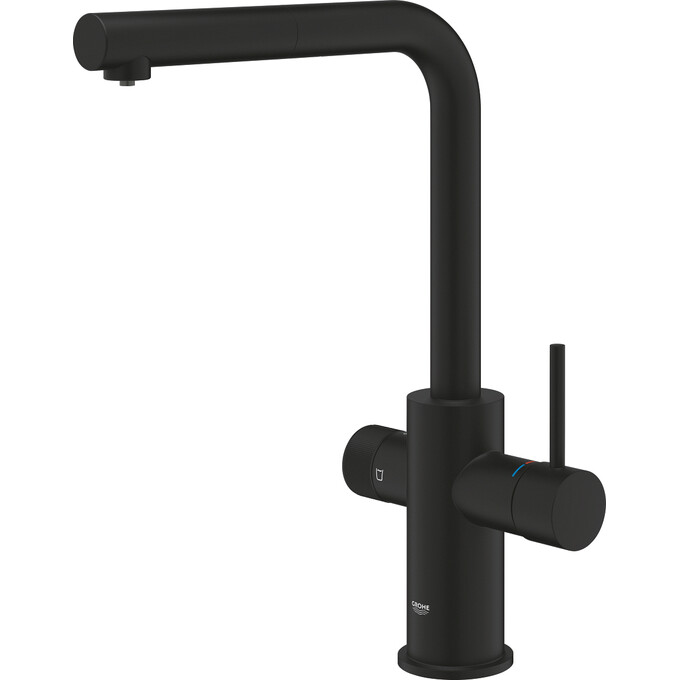 Смеситель для кухни Grohe Blue Pure Minta 30590KF0 (фантомный черный, с выдвижной лейкой и подключением питьевой воды), Цвет производителя: фантомный черный матовый, фото 7