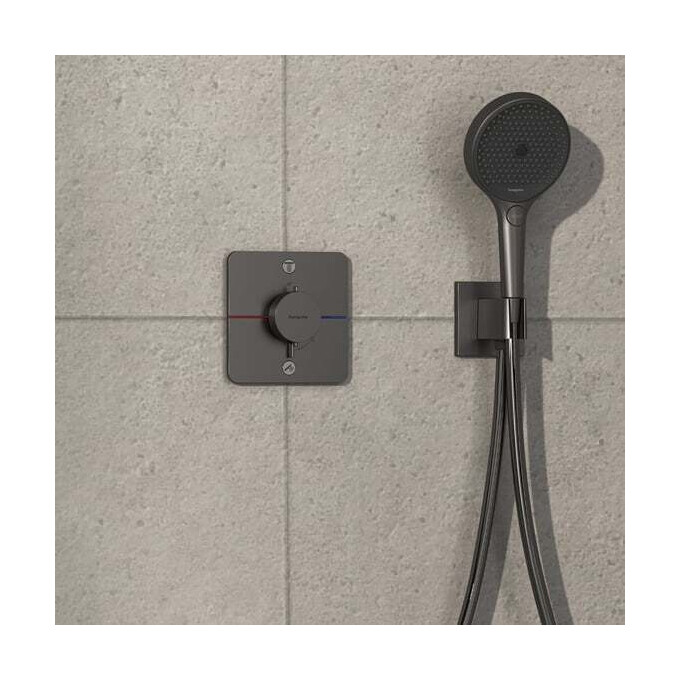Внешняя часть смесителя скрытого монтажа с термостатом для ванны Hansgrohe ShowerSelect Comfort Q Brushed Black Chrome 15583340 (брашированный черный хром), Цвет производителя: брашированный черный хром, фото 3