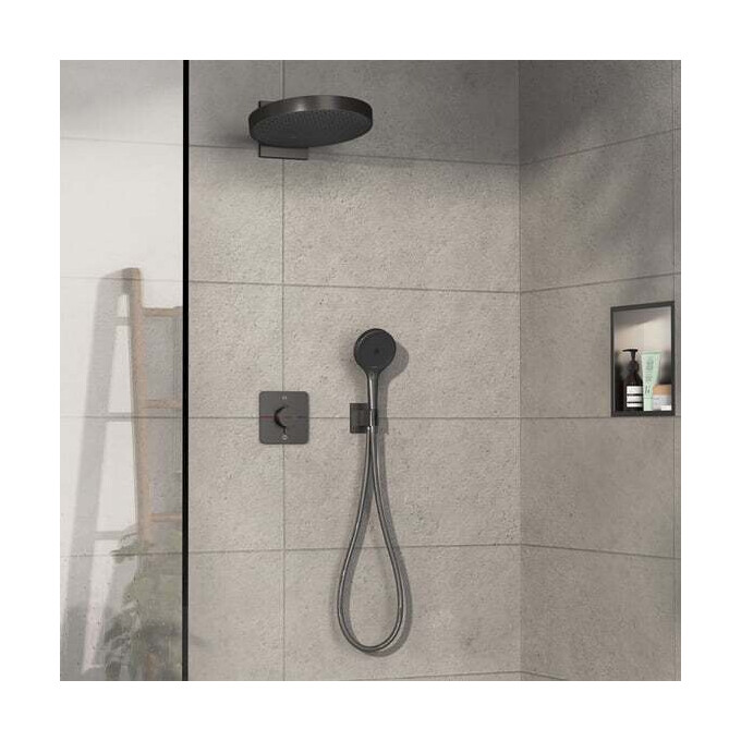 Внешняя часть смесителя скрытого монтажа с термостатом для ванны Hansgrohe ShowerSelect Comfort Q Brushed Black Chrome 15583340 (брашированный черный хром), Цвет производителя: брашированный черный хром, фото 2