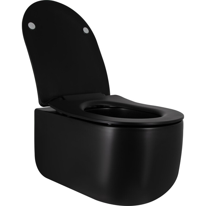Безободковый подвесной унитаз Qtap Taurus Ultra Quiet Black Matt QT2433084EUQMB (черный матовый, воронкообразный,  с сиденьем), Цвет производителя: черный матовый, фото 2