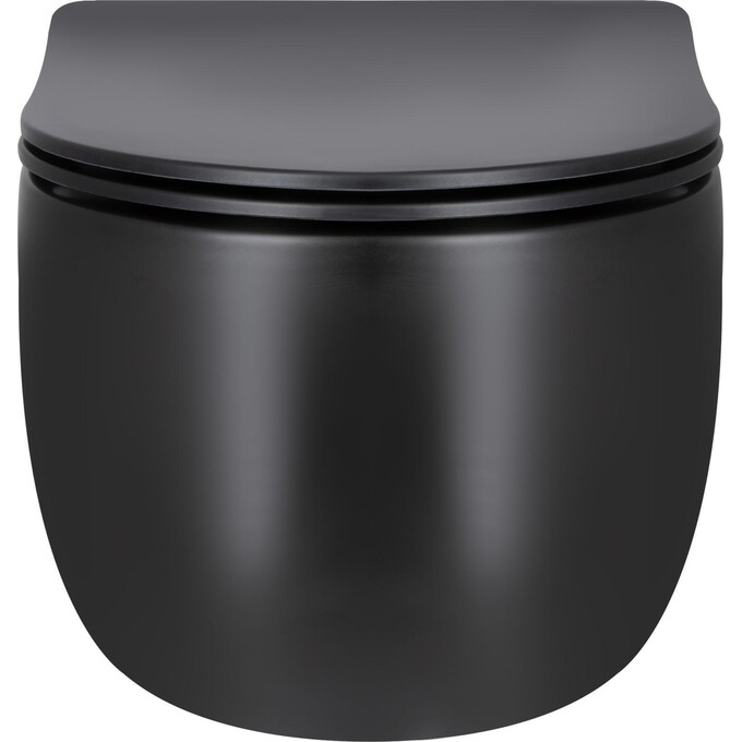 Безободковый подвесной унитаз Qtap Taurus Ultra Quiet Black Matt QT2433084EUQMB (черный матовый, воронкообразный,  с сиденьем), Цвет производителя: черный матовый, фото 4