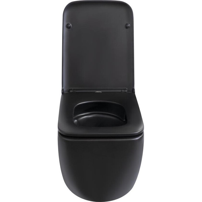Безободковый подвесной унитаз Qtap Gemini Ultra Quiet Black Matt QT2533076EUQMB (черный матовый, воронкообразный, с сиденьем), Цвет производителя: черный матовый, фото 2