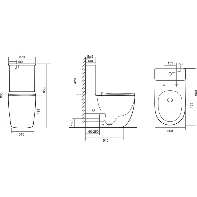 Безободковый унитаз-компакт Qtap Robin New Ultra Quiet QT13226083AW (воронкообразный, с сиденьем), фото 7