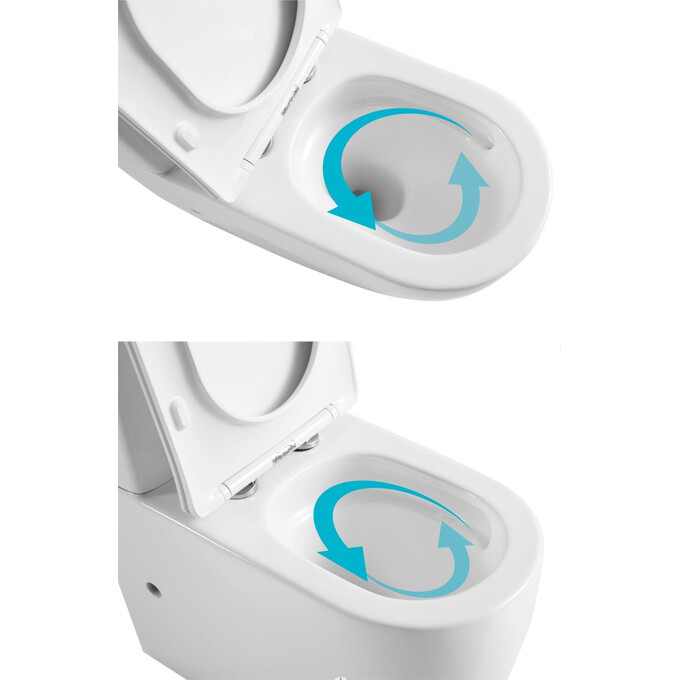 Безободковый унитаз-компакт Qtap Robin New Ultra Quiet QT13226083AW (воронкообразный, с сиденьем), фото 6