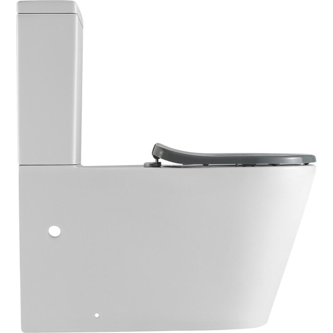 Безободковый унитаз-компакт Qtap Freedom Rimless White/Grey QT22226098W (серый/белый, с сиденьем), фото 3