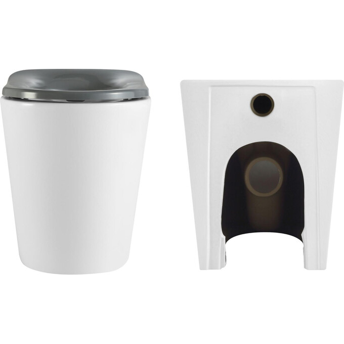 Безобідковий підлоговий унітаз Qtap Freedom Rimless White/Grey QT22223368W (білий/сірий, з сидінням), фото , изображение 4