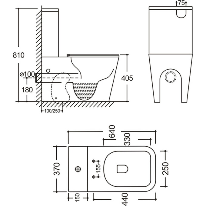 Безободковый унитаз-компакт Qtap Stenava Rimless QT27228303W (с сиденьем), фото 2