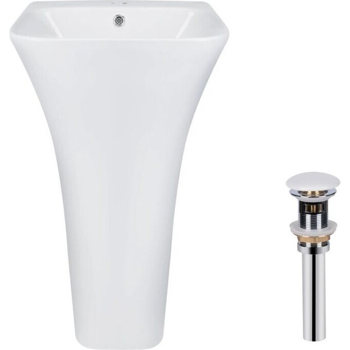 Умывальник Qtap Crow White QT0511G315WN47321 (45x44 см, напольный, с донным клапаном), фото 