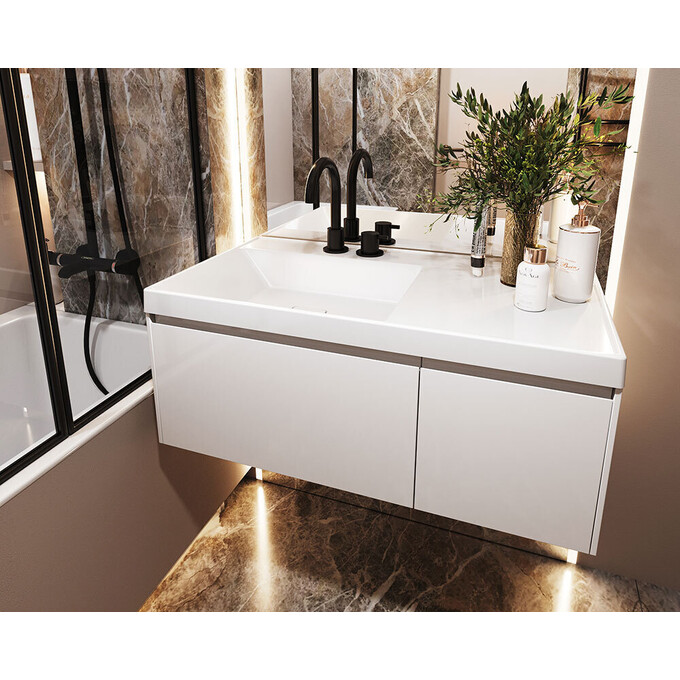 Умывальник Snail Тукан 182A100 (89x49 см, с крылом), Цвет производителя: белый глянец, фото 10