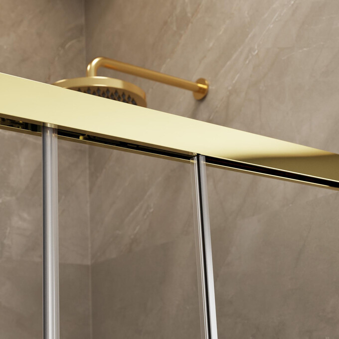 Душові двері Radaway Idea DWJ Gold 387017-09-01L (130 см, лівостороння, скло прозоре, профіль золотий), Доступні розміри: 130, Колір виробника: золото, Расположение проема (входа): справа, фото , изображение 4