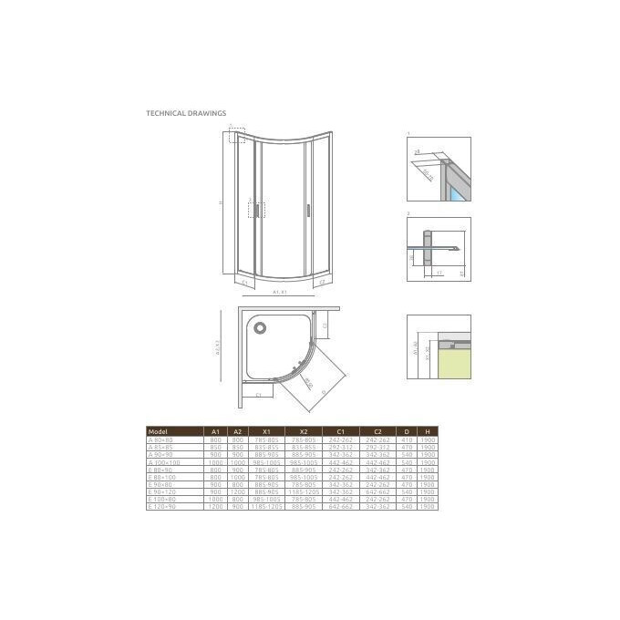 Душевая кабина Radaway Premium Plus A 1900 30413-01-01N (80x80 см, стекло прозрачное, профиль хром), Доступные размеры: 80 x 80, Цвет производителя: прозрачное стекло, фото 9