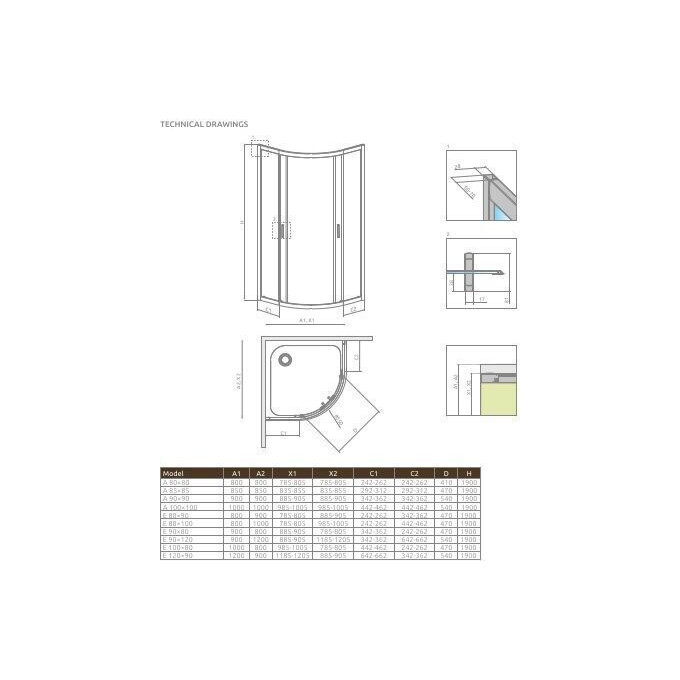 Душевая кабина Radaway Premium Plus A 1900 30413-01-08N (80x80 см, стекло коричневое, профиль хром), Доступные размеры: 80 x 80, Цвет производителя: коричневое стекло, фото 9
